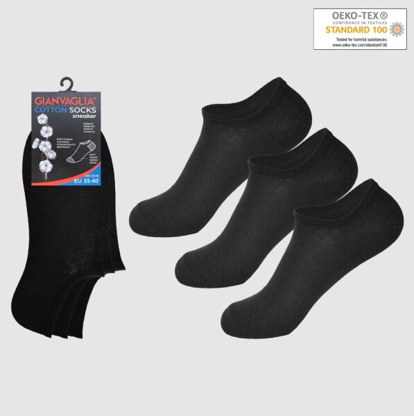 GIANVAGLIA® Unisex Deluxe 12 € Baumwoll 9,99 Socken ode, Sneaker paar schwarz